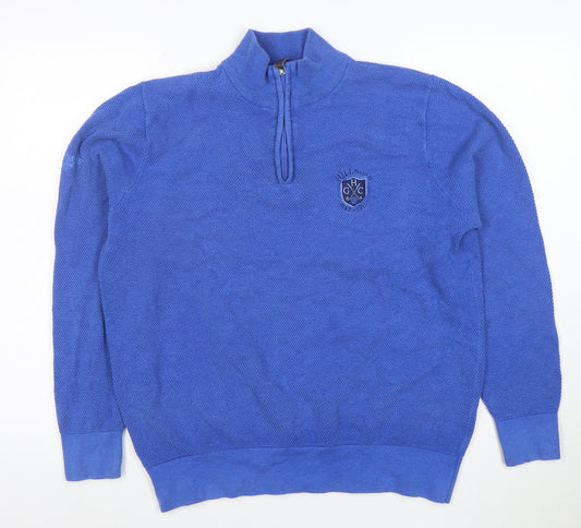 Glenmuir Men Blue Cotton 1/4 Zip Golf Jumper Size L