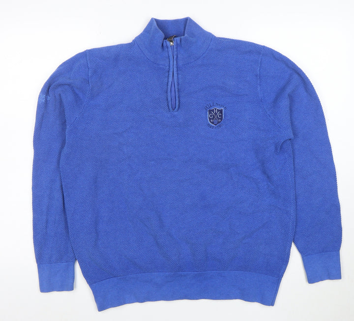 Glenmuir Men Blue Cotton 1/4 Zip Golf Jumper Size L