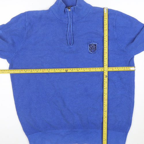 Glenmuir Men Blue Cotton 1/4 Zip Golf Jumper Size L