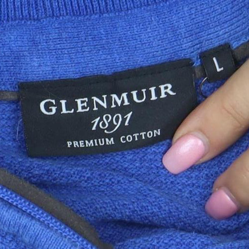 Glenmuir Men Blue Cotton 1/4 Zip Golf Jumper Size L