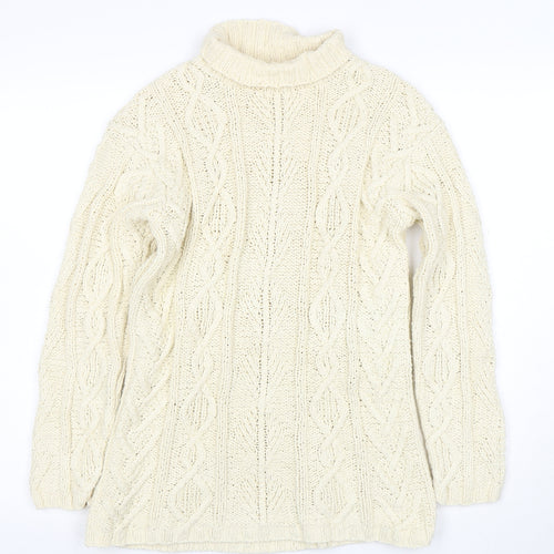 Laura Ashley Women Ivory Cable Knit Roll Neck Cotton Jumper S