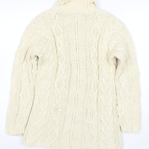 Laura Ashley Women Ivory Cable Knit Roll Neck Cotton Jumper S