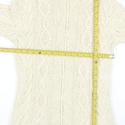 Laura Ashley Women Ivory Cable Knit Roll Neck Cotton Jumper S