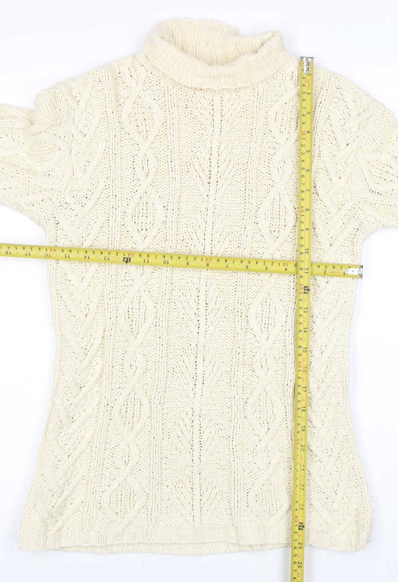 Laura Ashley Women Ivory Cable Knit Roll Neck Cotton Jumper S