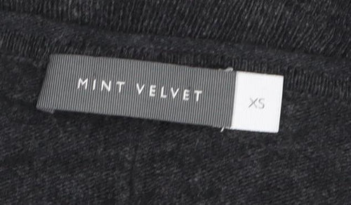 Mint Velvet Women's Grey Beaded V-Neck Pullover Jumper XS