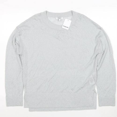 Simply Be Women Silver Knit Long Sleeve Pullover Jumper Size 8/10