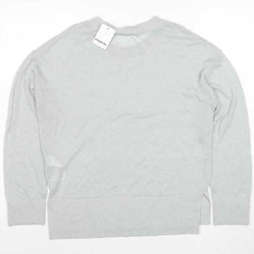 Simply Be Women Silver Knit Long Sleeve Pullover Jumper Size 8/10