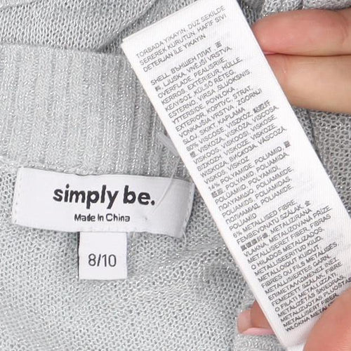 Simply Be Women Silver Knit Long Sleeve Pullover Jumper Size 8/10