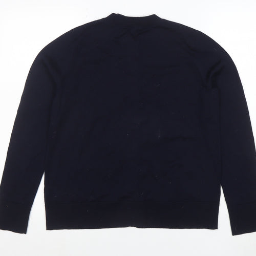 COS Women's Black Wool Crew Neck Long Sleeve Cardigan Size S