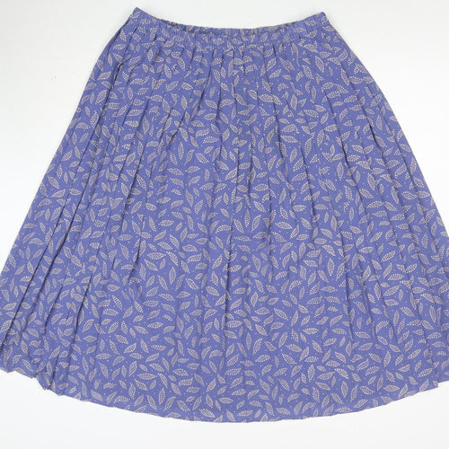 Eastex Women Purple Floral Pleated Midi Skirt Size 16