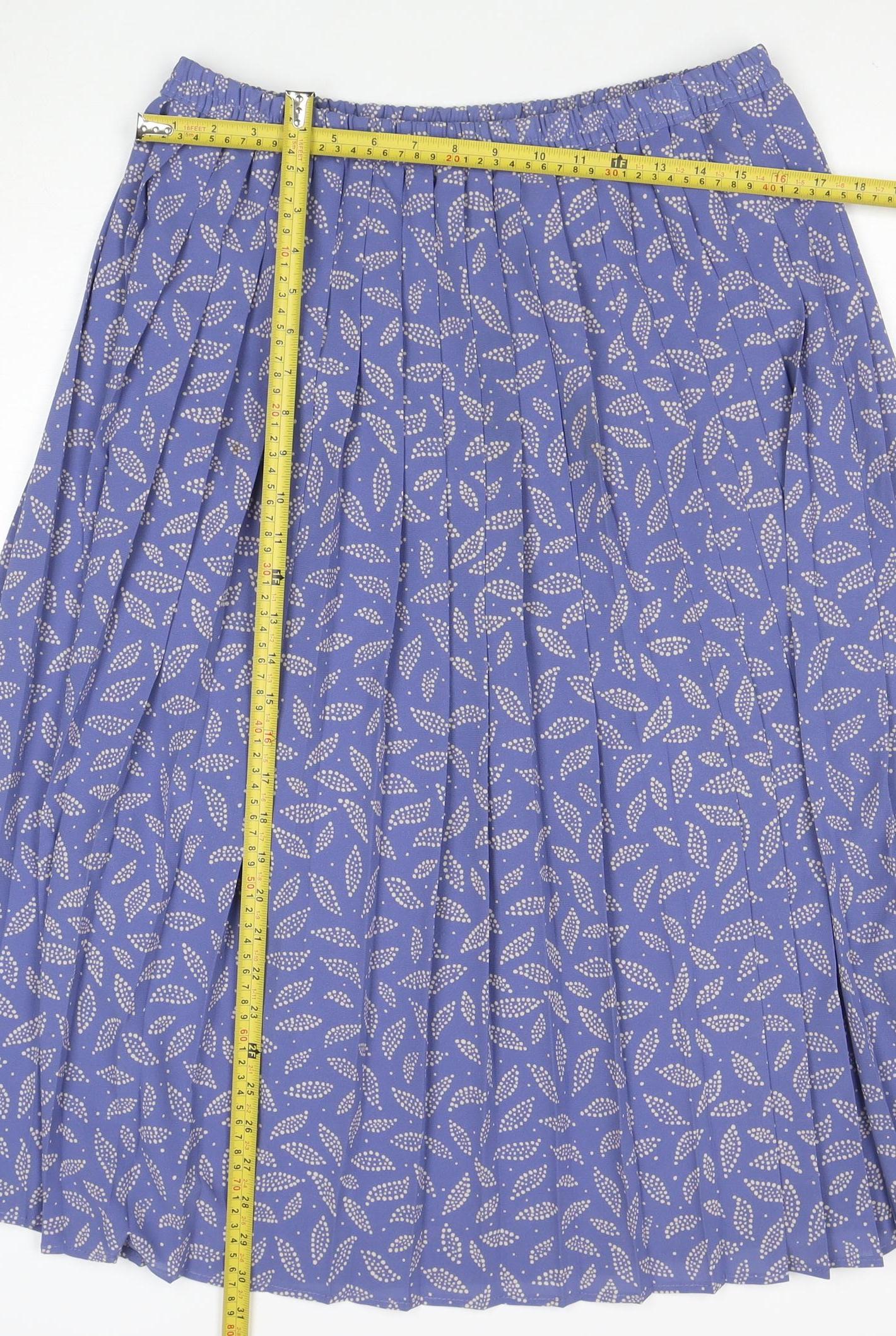 Eastex Women Purple Floral Pleated Midi Skirt Size 16