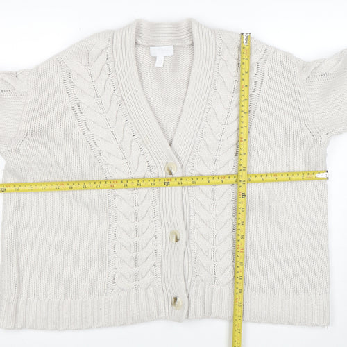 The White Company Women’s Ivory Cable-Knit Button Cardigan M