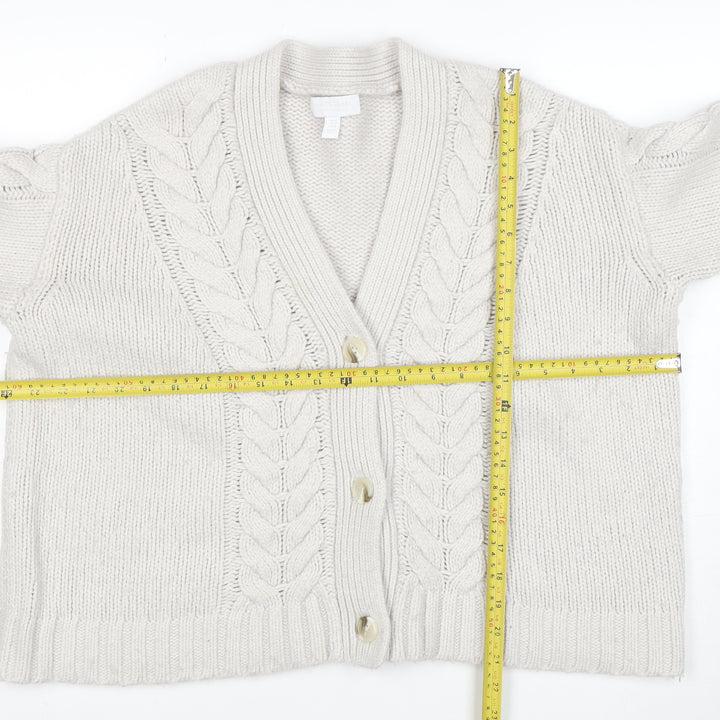 The White Company Women’s Ivory Cable-Knit Button Cardigan M