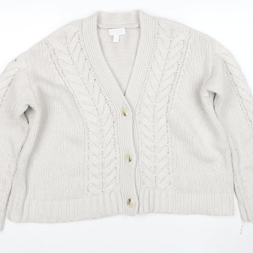 The White Company Women’s Ivory Cable-Knit Button Cardigan M