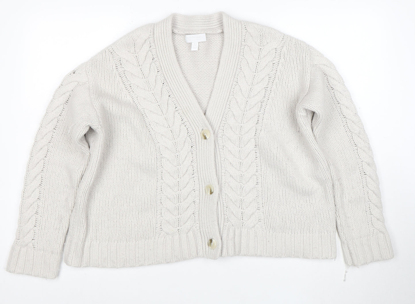 The White Company Women’s Ivory Cable-Knit Button Cardigan M