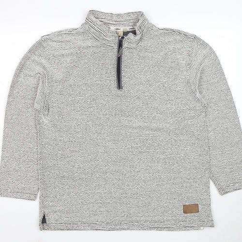 Weird Fish Men’s Grey 1/4 Zip Knit Sweatshirt L Regular Fit