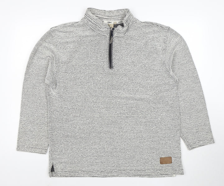 Weird Fish Men’s Grey 1/4 Zip Knit Sweatshirt L Regular Fit
