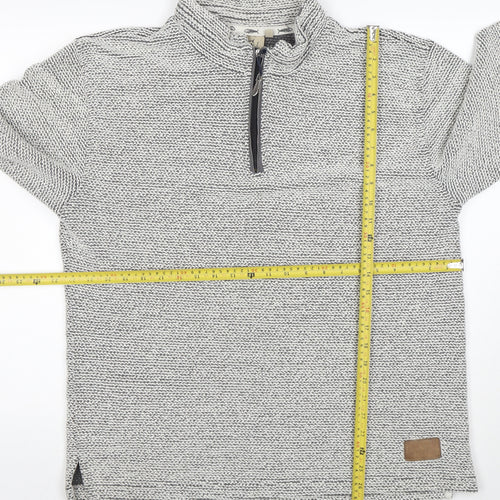 Weird Fish Men’s Grey 1/4 Zip Knit Sweatshirt L Regular Fit