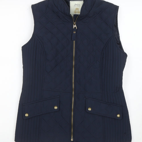 Joules Women's Blue Quilted Waistcoat UK 12 Sleeveless Gilet