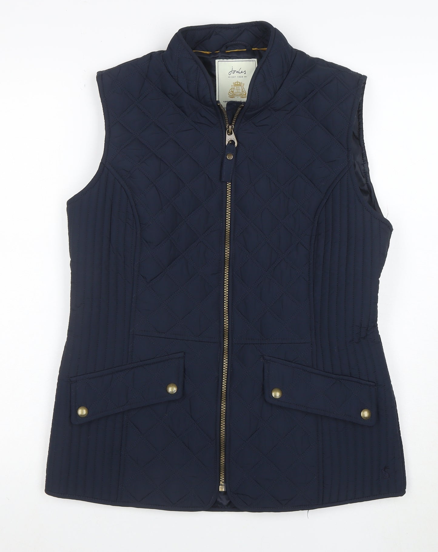 Joules Women's Blue Quilted Waistcoat UK 12 Sleeveless Gilet