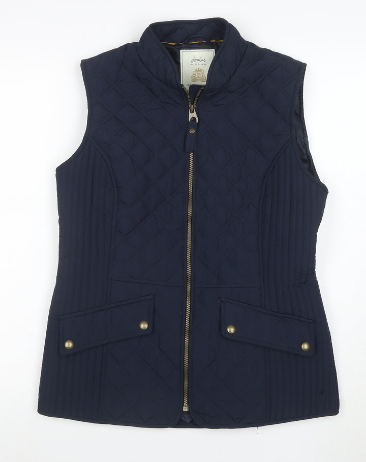 Joules Women's Blue Quilted Waistcoat UK 12 Sleeveless Gilet