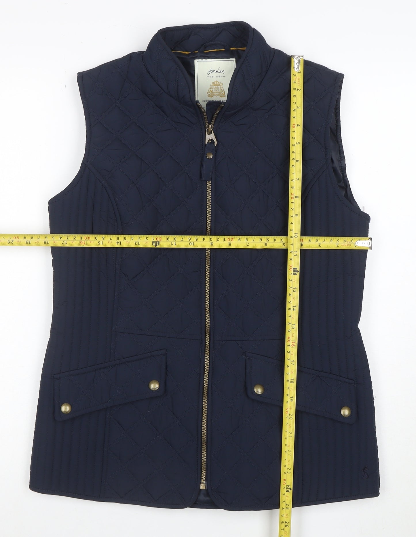 Joules Women's Blue Quilted Waistcoat UK 12 Sleeveless Gilet