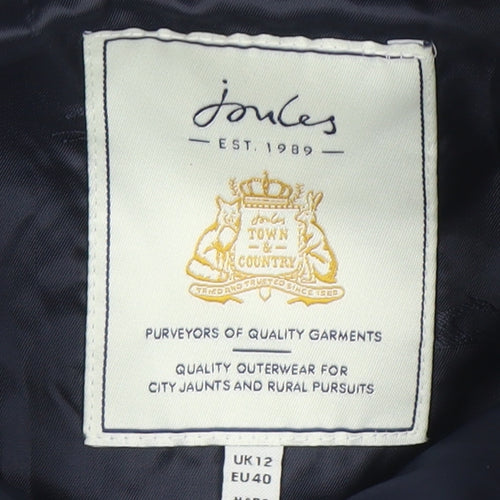 Joules Women's Blue Quilted Waistcoat UK 12 Sleeveless Gilet