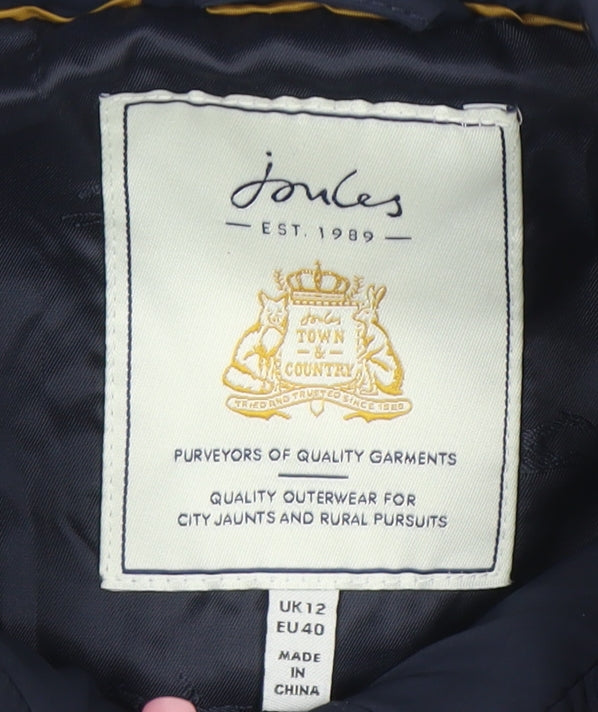 Joules Women's Blue Quilted Waistcoat UK 12 Sleeveless Gilet