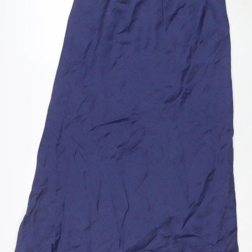 Minuet Women Blue Silk Blend Midi A-Line Skirt Size 16