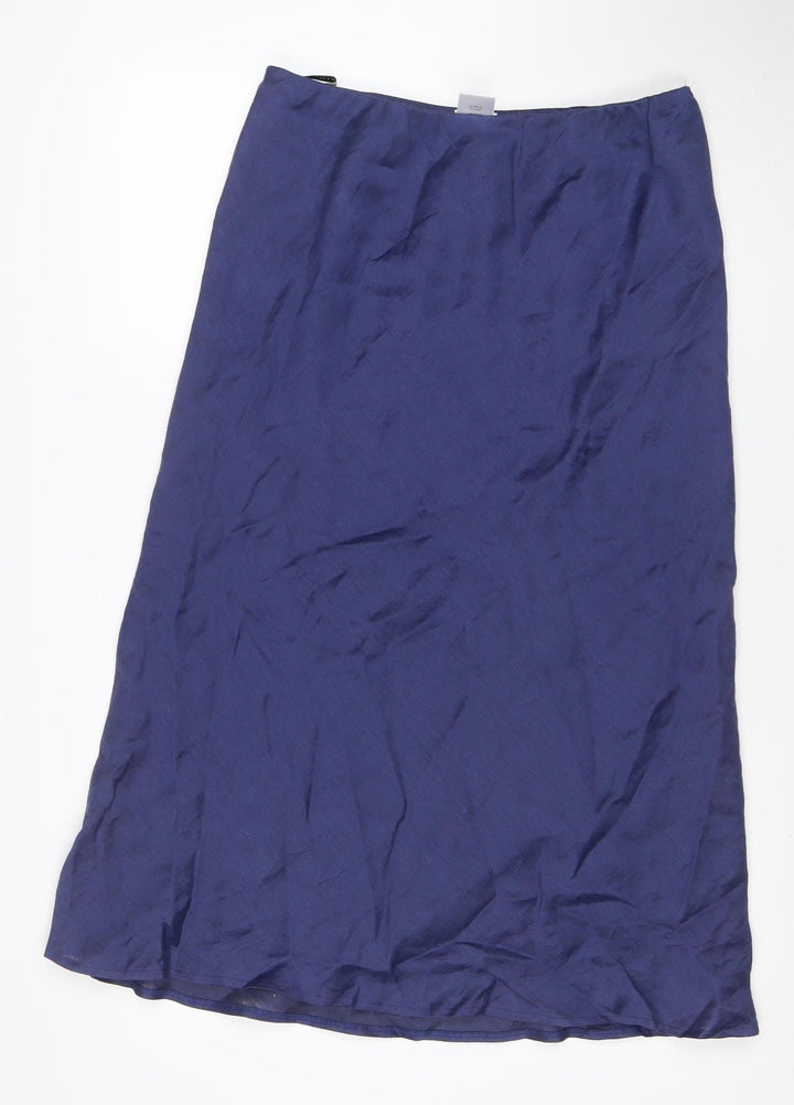 Minuet Women Blue Silk Blend Midi A-Line Skirt Size 16