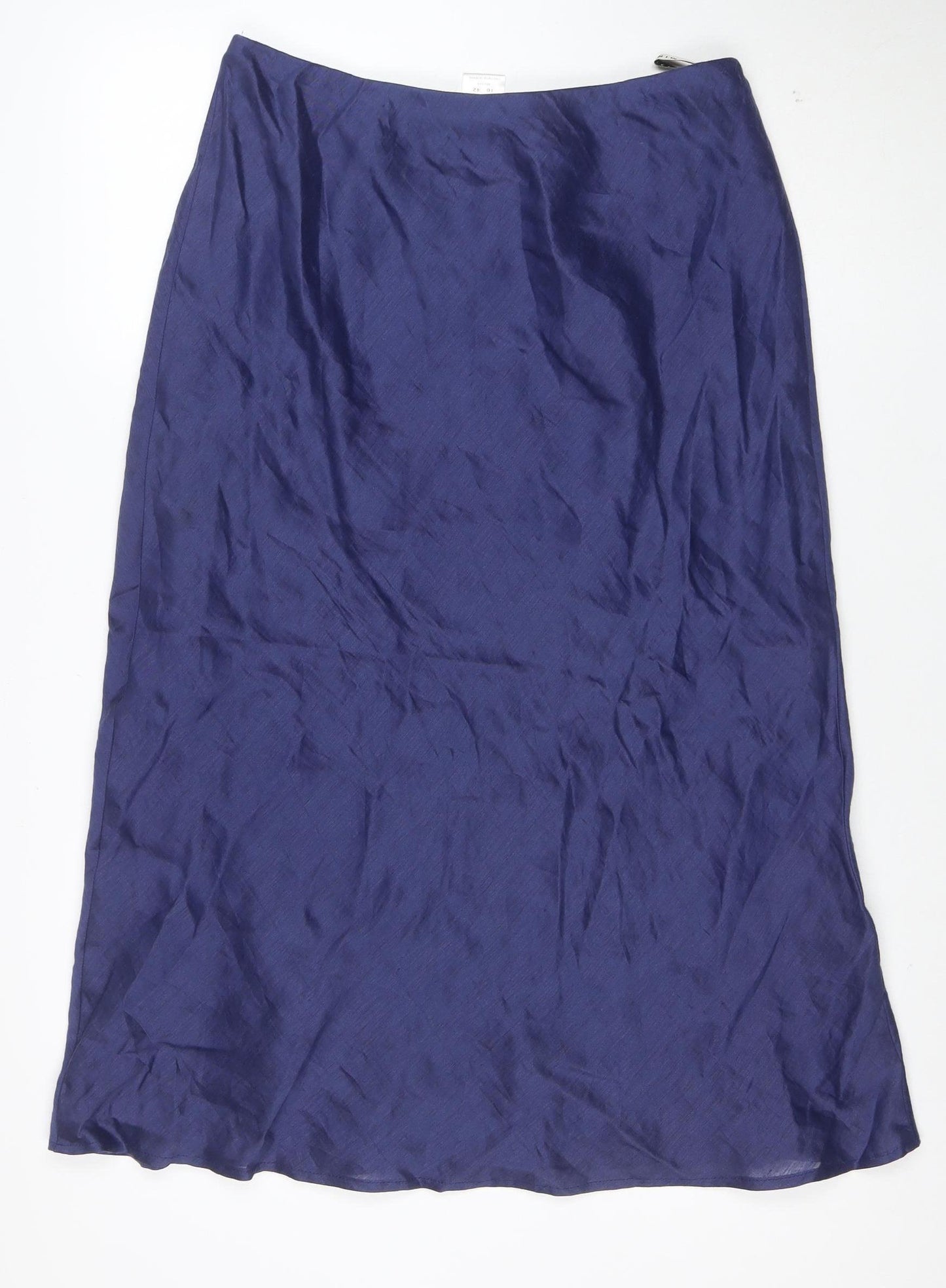 Minuet Women Blue Silk Blend Midi A-Line Skirt Size 16