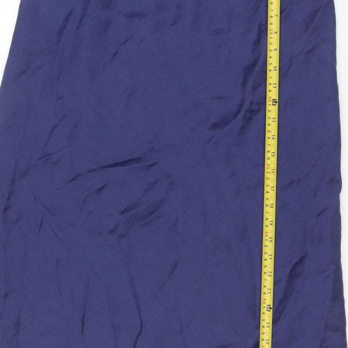 Minuet Women Blue Silk Blend Midi A-Line Skirt Size 16