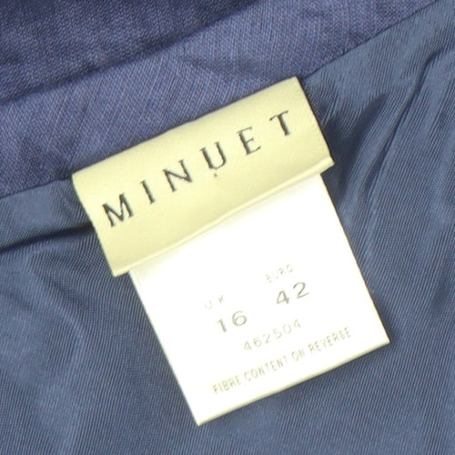 Minuet Women Blue Silk Blend Midi A-Line Skirt Size 16