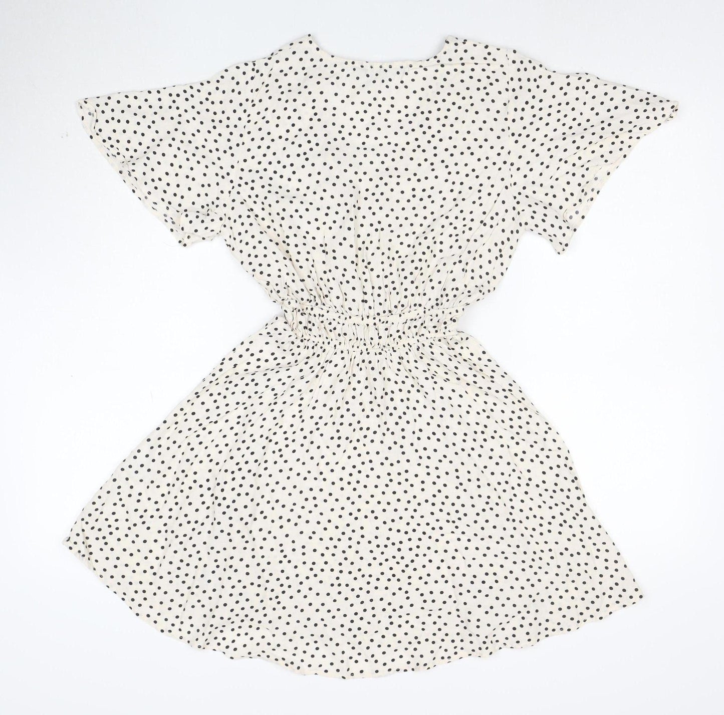 Zara Women's Ivory Polka Dot A-Line Ruffle Dress XS