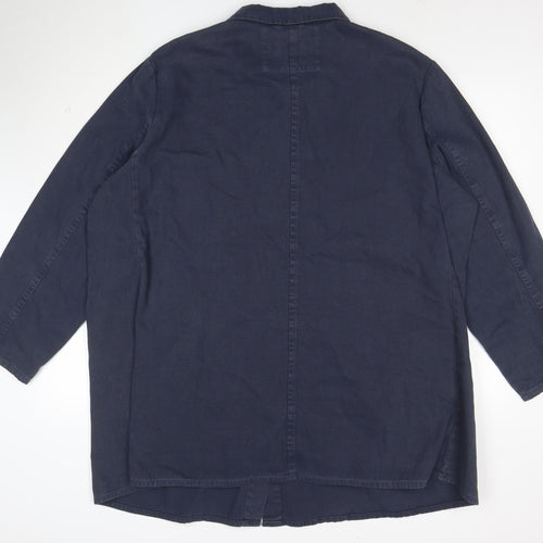 Seasalt Cornwall Womens Navy Cotton Blazer Jacket Size 24