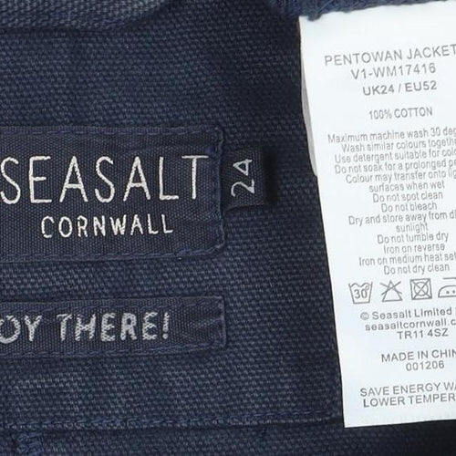 Seasalt Cornwall Womens Navy Cotton Blazer Jacket Size 24
