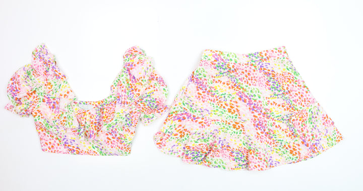 Quiz Women’s Multicoloured Ruffle A-Line Short Skirt Set UK 6/8