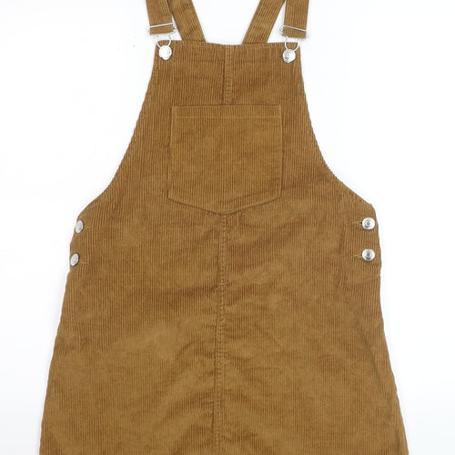 Stradivarius Women Brown Corduroy Pinafore Dress Size 12