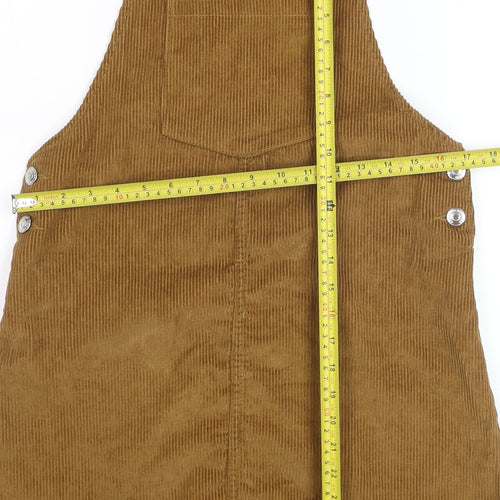 Stradivarius Women Brown Corduroy Pinafore Dress Size 12