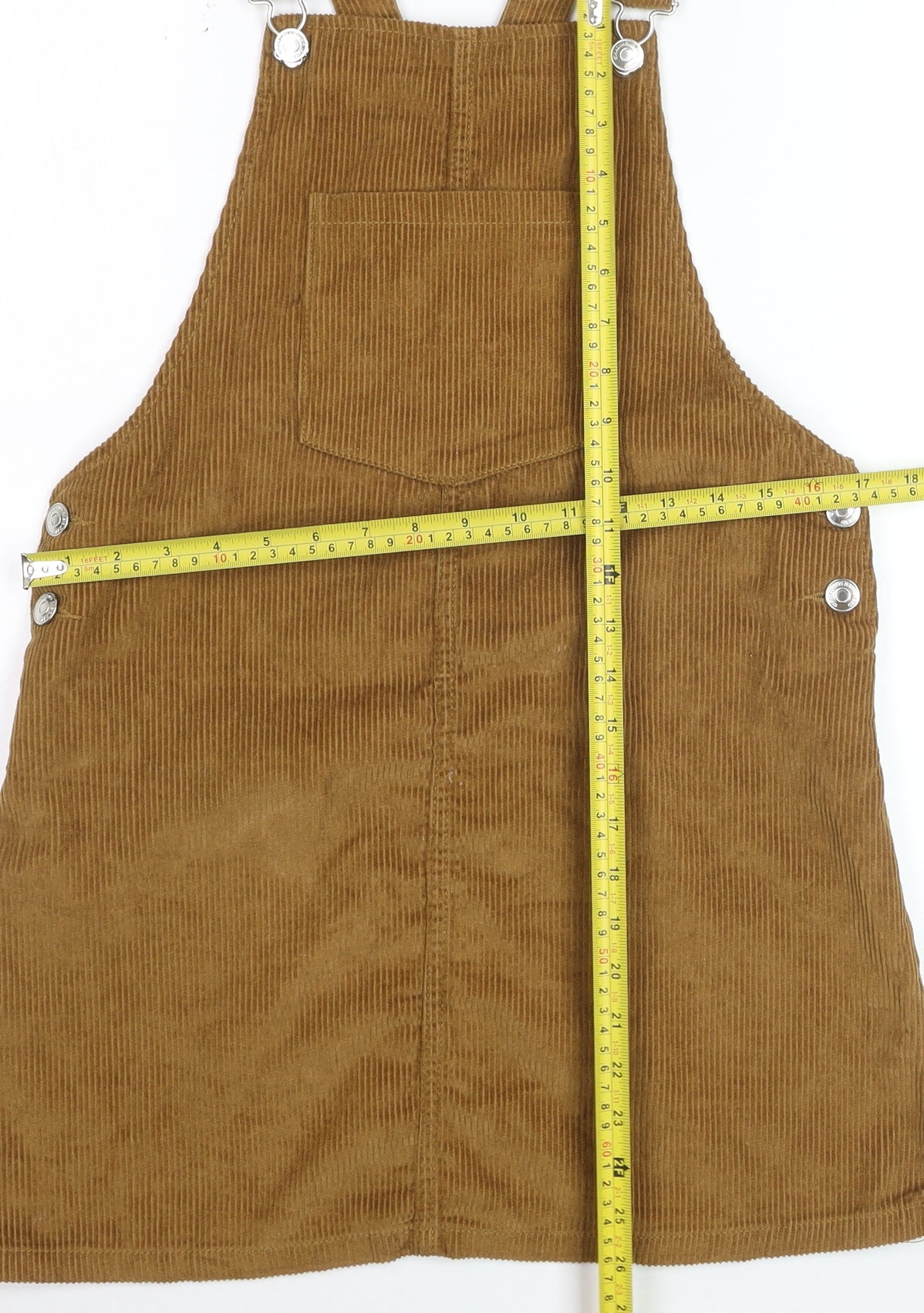 Stradivarius Women Brown Corduroy Pinafore Dress Size 12