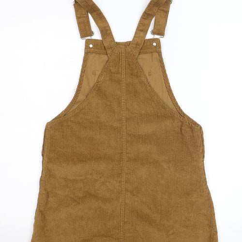 Stradivarius Women Brown Corduroy Pinafore Dress Size 12