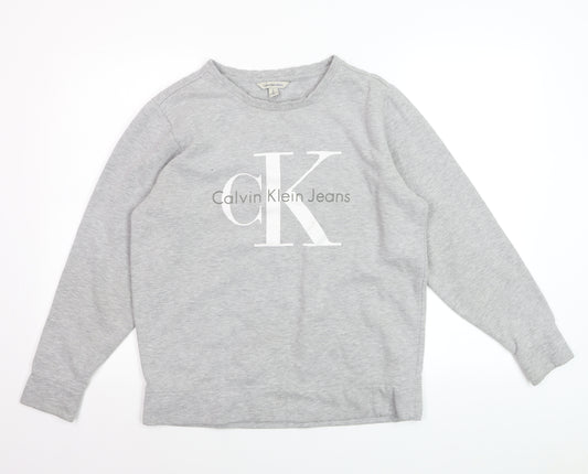 Calvin Klein Jeans Men's Grey Logo Pullover Sweatshirt Size S