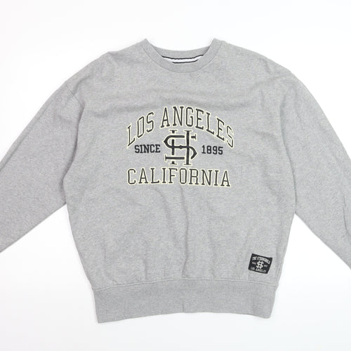 The Stronghold Men's Grey Graphic College Sweatshirt Small