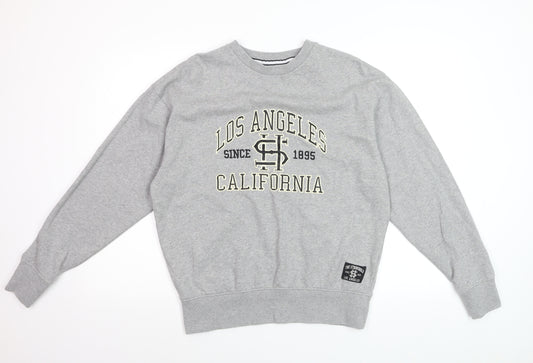 The Stronghold Men's Grey Graphic College Sweatshirt Small