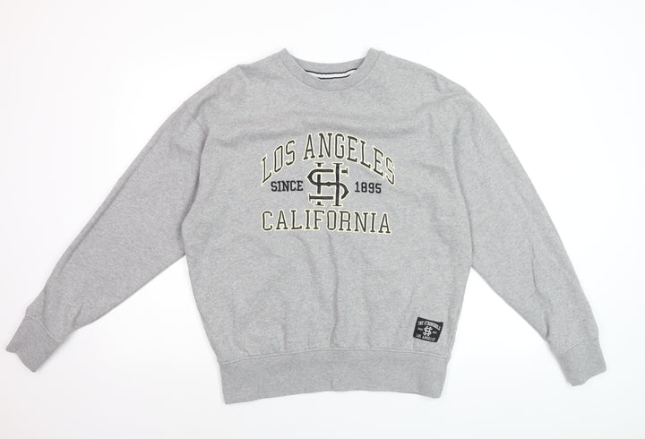 The Stronghold Men's Grey Graphic College Sweatshirt Small