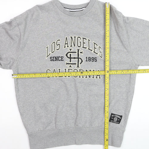 The Stronghold Men's Grey Graphic College Sweatshirt Small