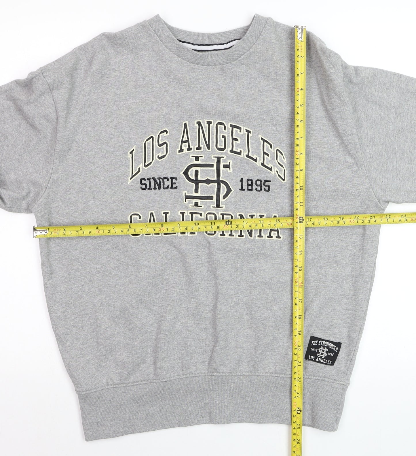 The Stronghold Men's Grey Graphic College Sweatshirt Small