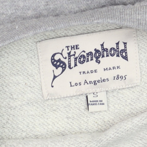 The Stronghold Men's Grey Graphic College Sweatshirt Small