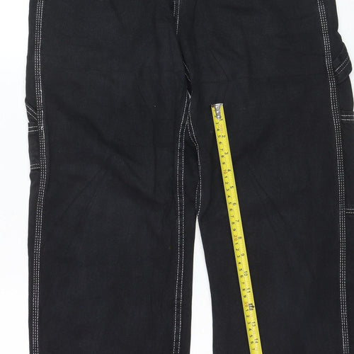 Jennyfer Womens Black Carpenter Jeans Size 10 Relaxed Fit Denim