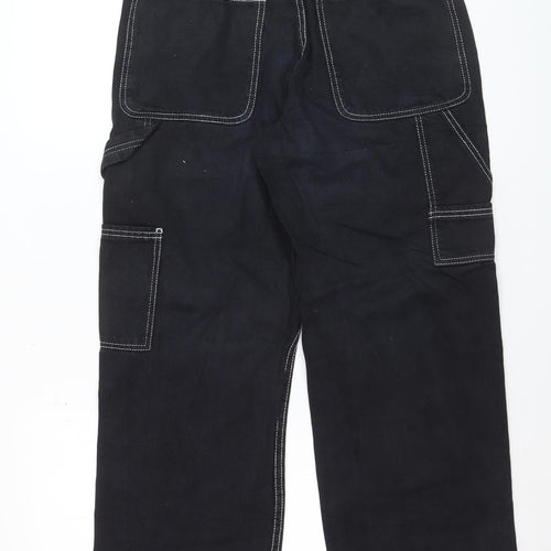 Jennyfer Womens Black Carpenter Jeans Size 10 Relaxed Fit Denim